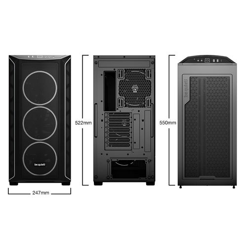 be quiet! BGW63 SHADOW BASE 800 FX Black, MB compatibility: E-ATX / ATX / M-ATX / Mini-ITX, ARGB illumination, Four pre-installed be quiet! Light Wings 3 140mm PWM fans, including space for water cooling radiators up to 420mm slika 2