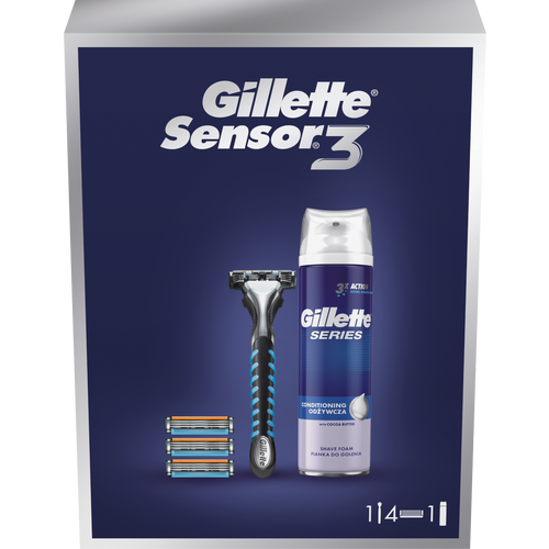 Gillette Poklon paket Brijač Sensor + 3 Patrone +  Pjena Series Conditioning slika 1