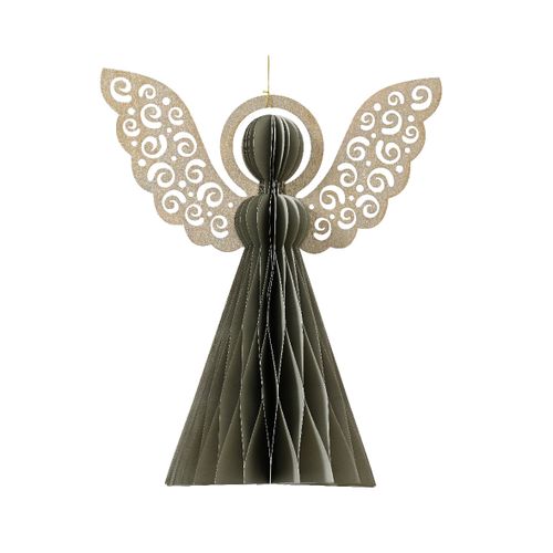 Ukras za jelku Hanging paper angel 20cm 709260 - Grey - KMG slika 1