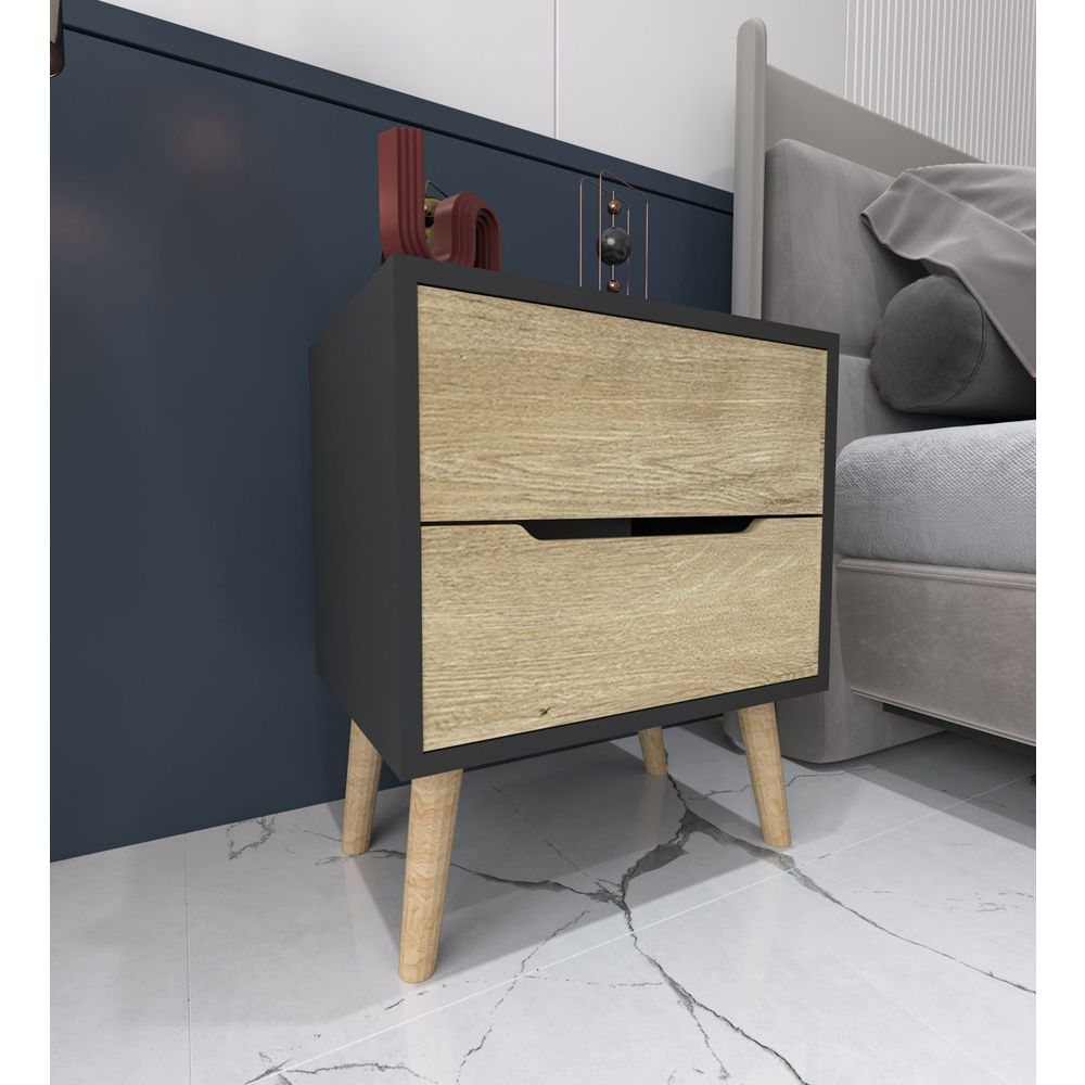 Noćni ormarić Flora - Anthracite i Sapphire Oak slika 2