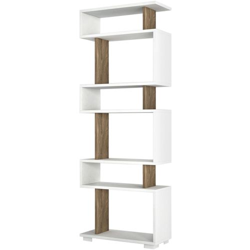 Woody Fashion Polica za knjige BLOK, Blok - White, Walnut slika 1