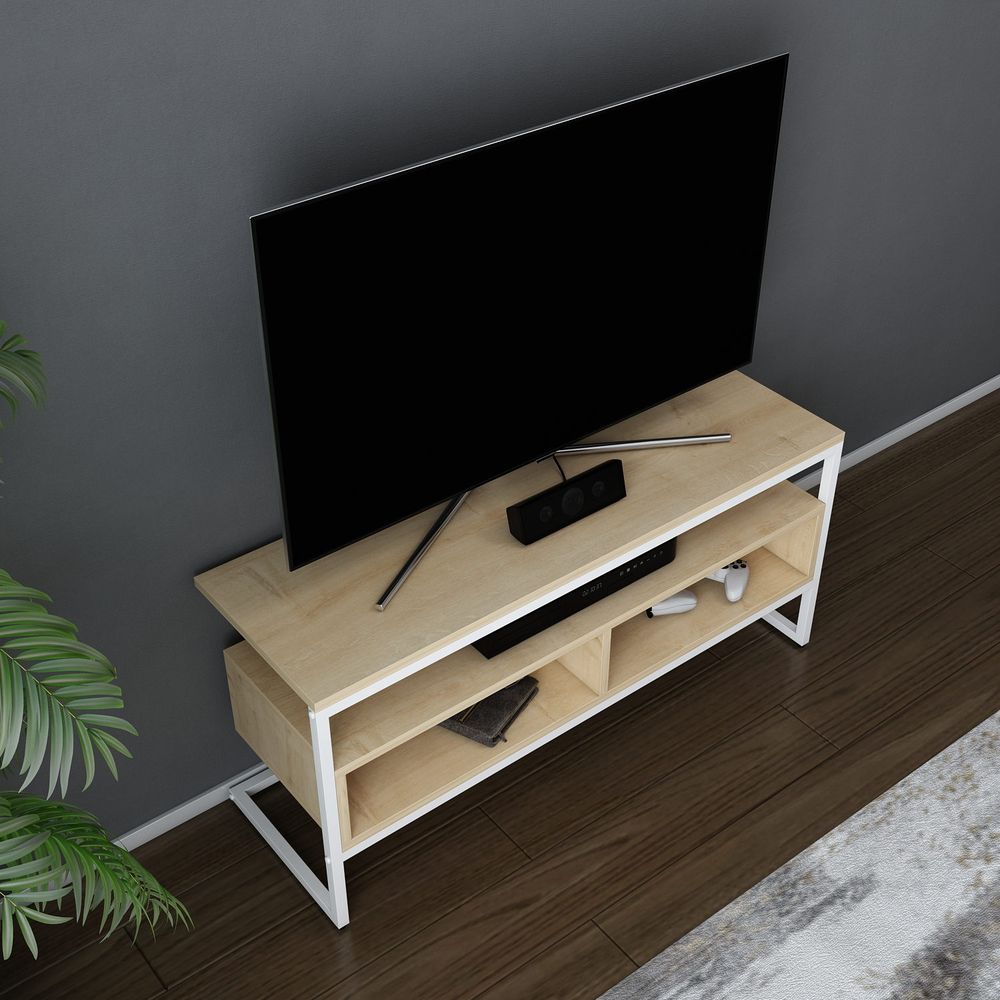 TV Stalak Merrion - Bijela i Hrastova Boja slika 2