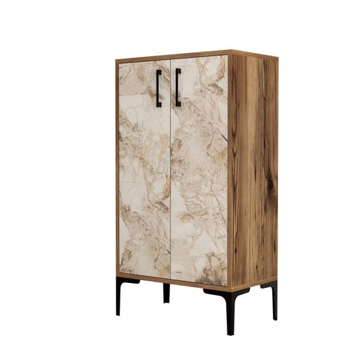 Woody Fashion Ormar za cipele, Prag - Walnut, White Marble slika 5