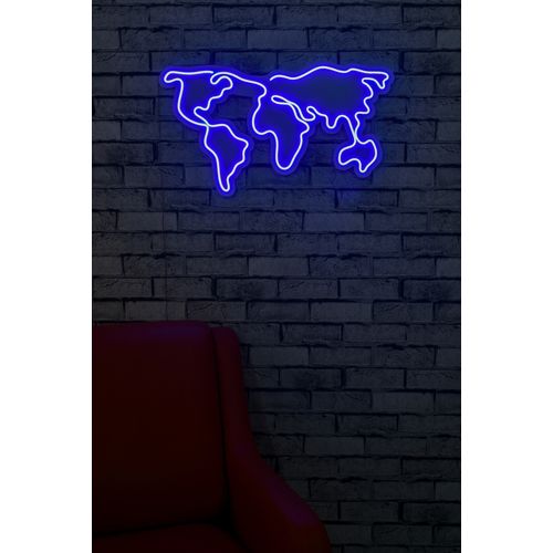 Wallity World Map - Plava Dekorativna Plastična LED Rasveta slika 3