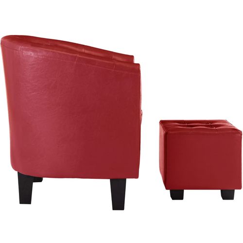 Fotelja od umjetne kože s osloncem za noge crvena slika 12