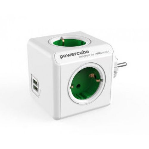 ALLOCACOC PowerCube Original USB 4xŠuko+2USB-5V/2.1A, zelena 1202GN/DEOUPC slika 1