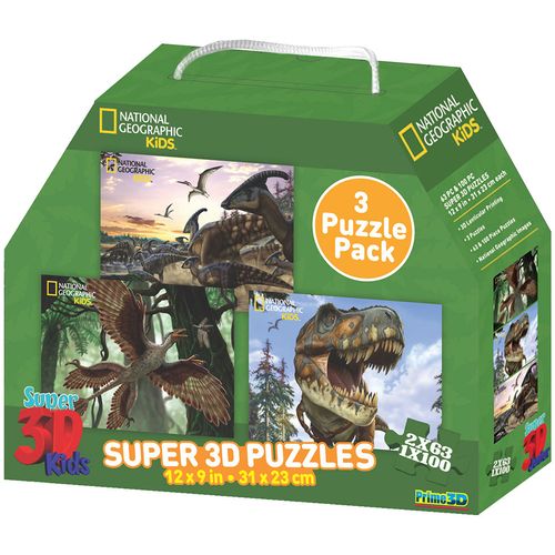 National Geographic Puzzle 3D - Dinosauri Set 3/1 63kom i 100kom 31x23cm slika 1