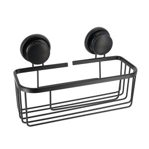 Košarica na vakuum za kupatilo, aluminij, crna 