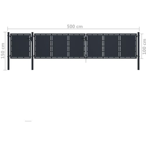 Vrtna vrata metalna 5 x 1,5 m antracit slika 14