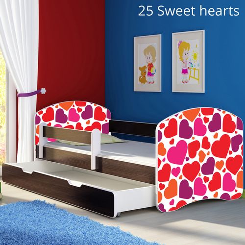 Dječji krevet ACMA s motivom, bočna wenge + ladica 140x70 cm 25-sweet-hearts slika 1