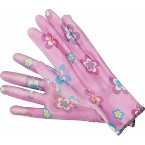 Flo rukavice za vrt s uzorkom cvijeća - svijetlo roza 10"
