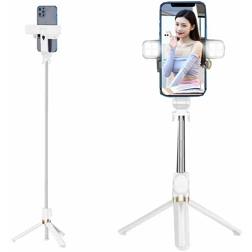 Set / selfie držač s bluetooth daljinskim upravljačem i stativom LED RING SSTR-20 bijeli slika 6