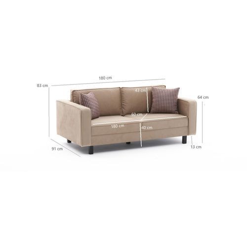 Atelier Del Sofa Dvosjed, Krem, Kale Velvet - Cream slika 7