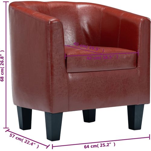 Fotelja od umjetne kože crvena boja vina slika 30