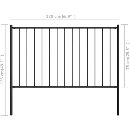 Panel za ogradu sa stupovima čelični 1,7 x 0,75 m crni slika 11