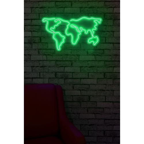 Wallity Zidna dekoracije svijetleća WORLDzeleni, World Map - Green slika 3
