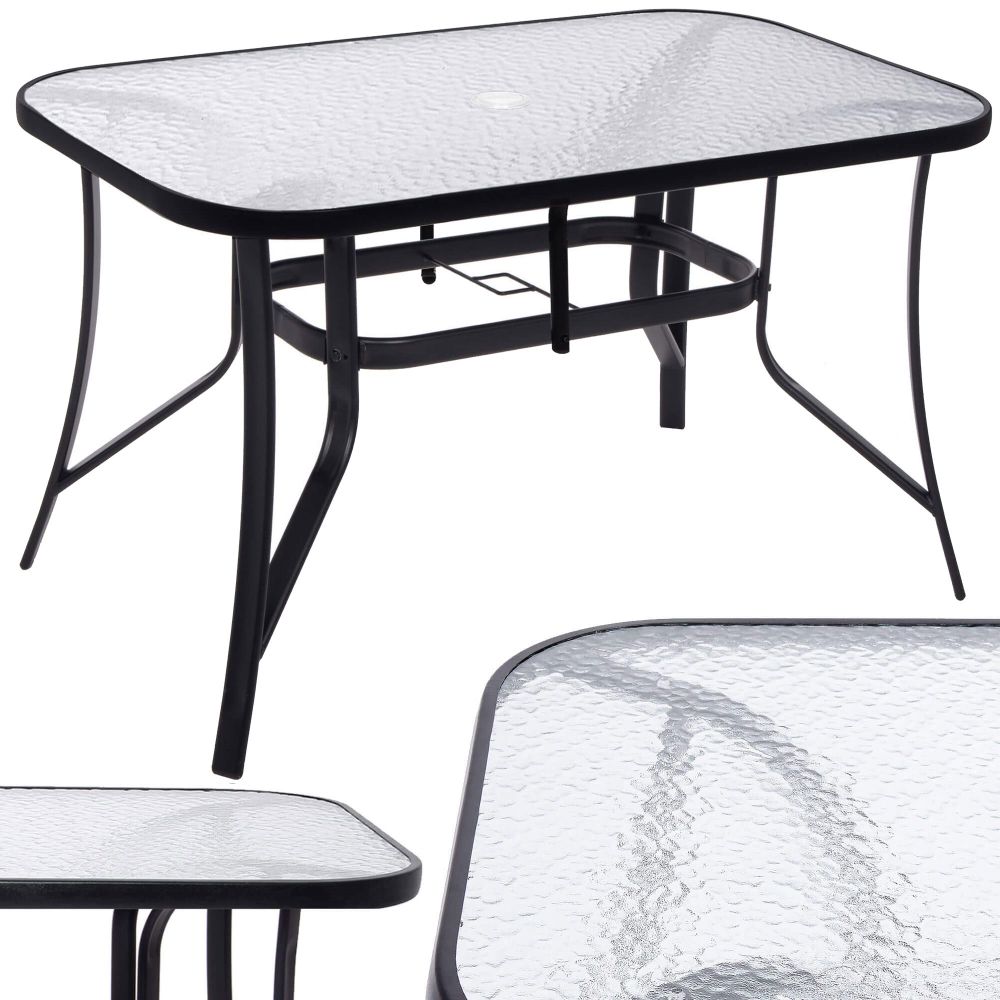 Springos stakleni vrtni stol, crni 150 x 90 cm slika 8