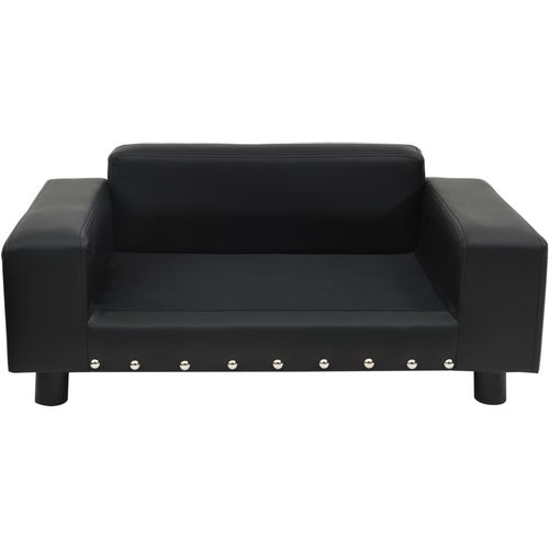 Sofa za pse crna 81 x 43 x 31 cm od pliša i umjetne kože slika 59