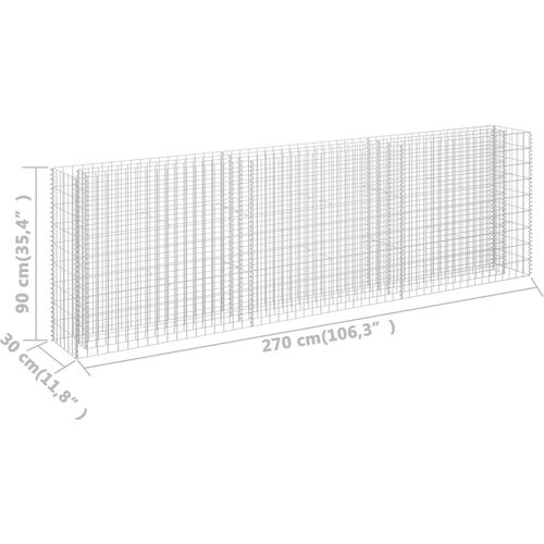 Gabionska sadilica od pocinčanog čelika 270 x 30 x 90 cm slika 25