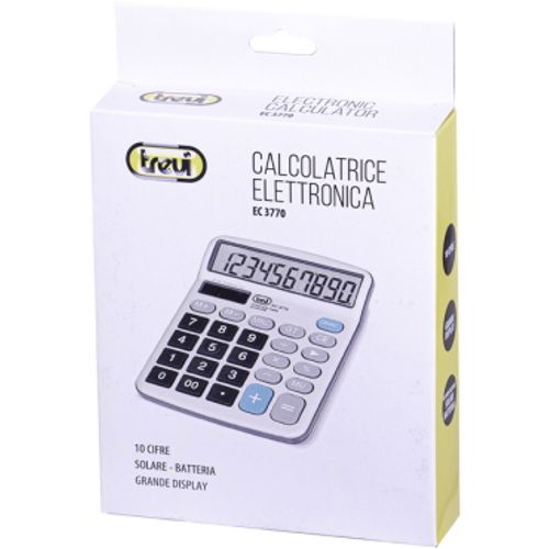 TREVI kalkulator velike znamenke, solarni + baterije, sivi EC3770 slika 3