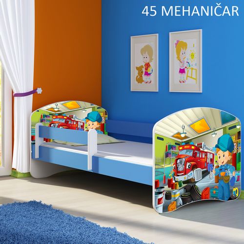 Dječji krevet ACMA s motivom, bočna plava 180x80 cm 45-mehanicar slika 1