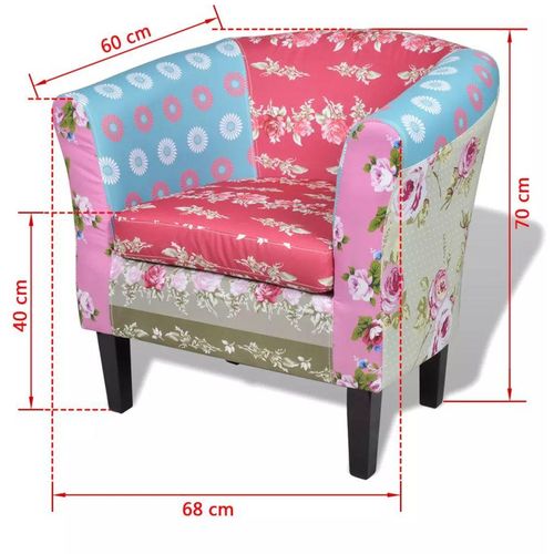 Fotelja od tkanine s osloncem za noge patchwork dizajn slika 3