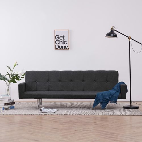 282218 Sofa Bed with Armrest Dark Grey Polyester slika 1