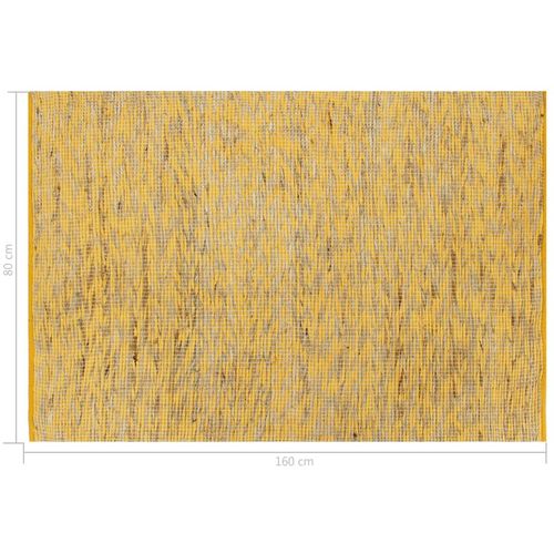 Ručno rađeni tepih od jute žute i prirodne boje 80 x 160 cm slika 5