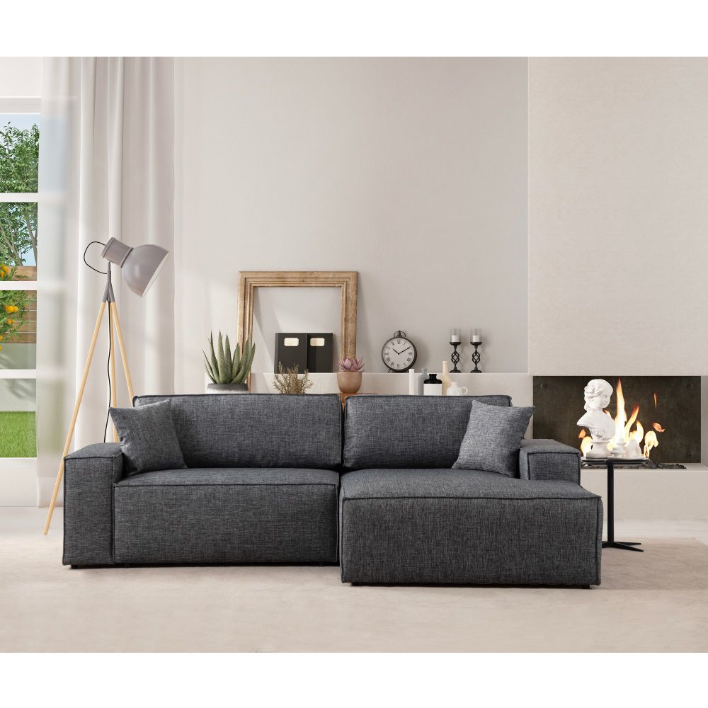 Pırlo Kutni Sofa na Razvlačenje - Tamno Siva slika 1