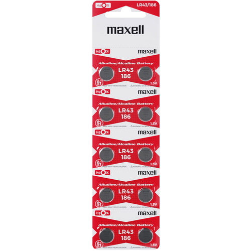 Baterija Maxell alk. dugm. LR43, 10kom, 5x2 slika 1