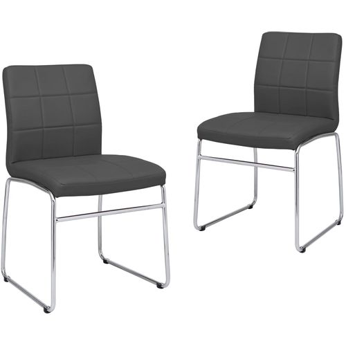 Blagovaonske stolice od umjetne kože 2 kom sive slika 1