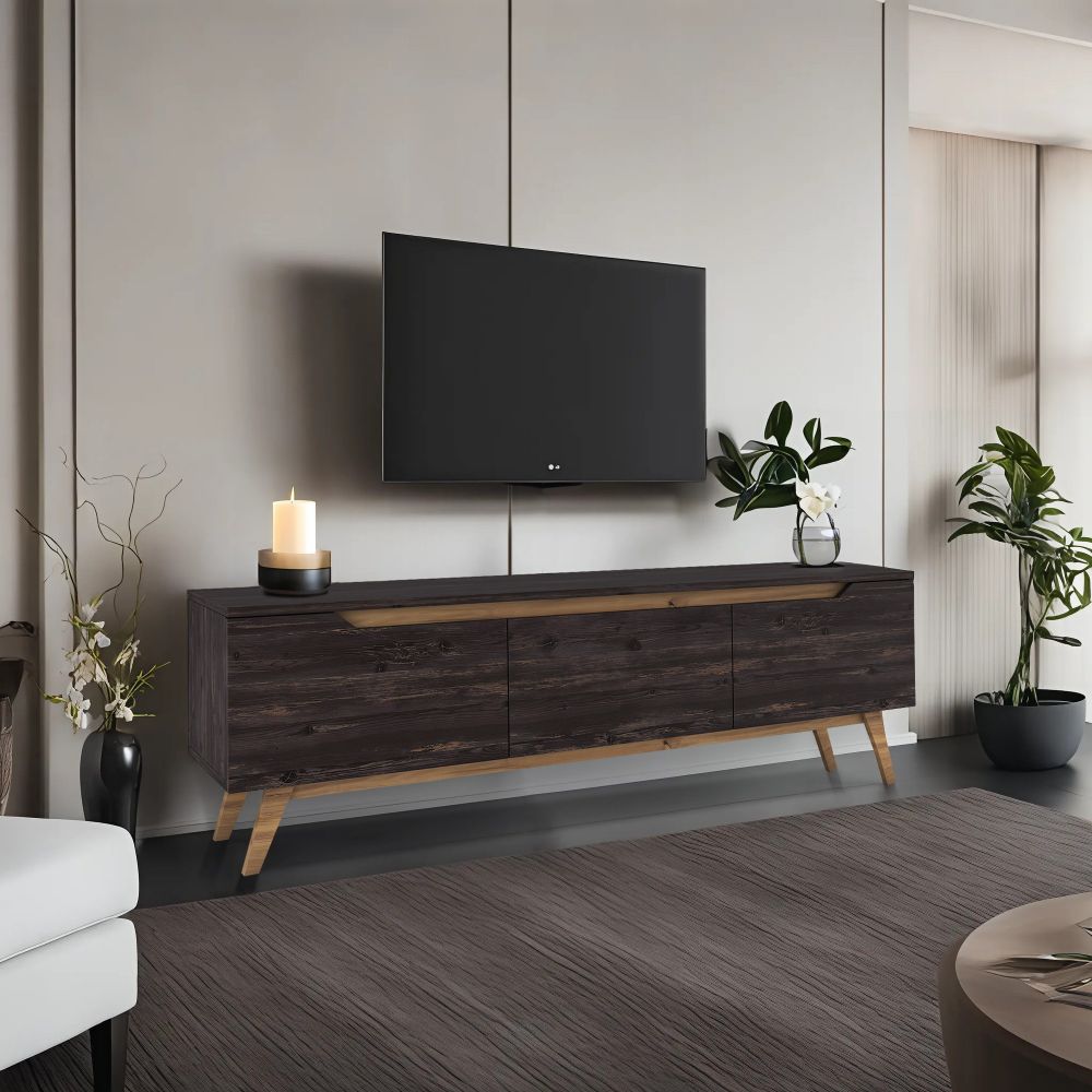 TV Stalak D1-1009 u Crnom Orahovom Dizajnu slika 1