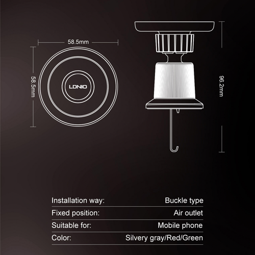 Auto stalak za ventilaciju LDNIO MA22 magnetic crni slika 8