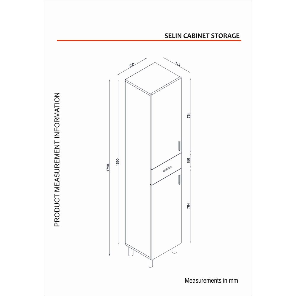 Selin 2 Doors 1 Drawer Travertine Bathroom Cabinet slika 11
