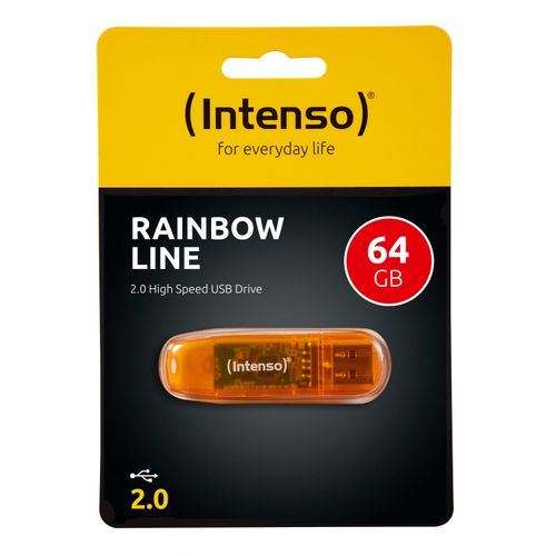 Intenso 64GB Rainbow Line USB 2.0 memorijski stick - narančasti slika 3