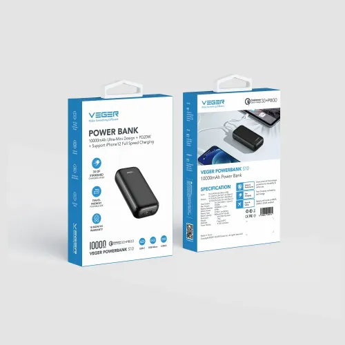 VEGER powerbank 10.000 mAh PD QC3.0 3A 20W S10 (W1135) crni slika 1