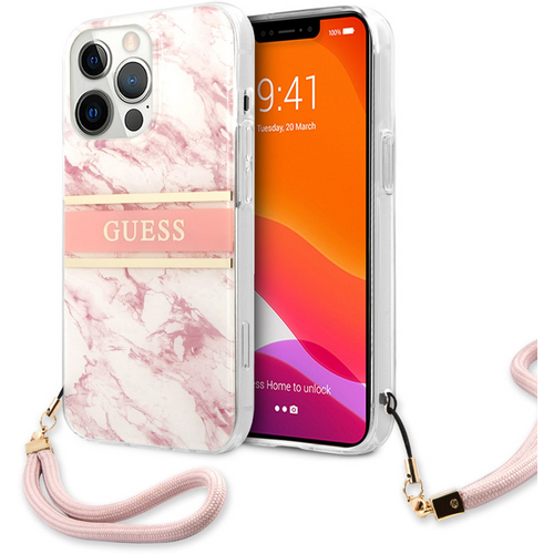 Maska Guess Marble Strap za iPhone 13 Pro Max 6.7 roze (GUHCP13XKMABPI) slika 1