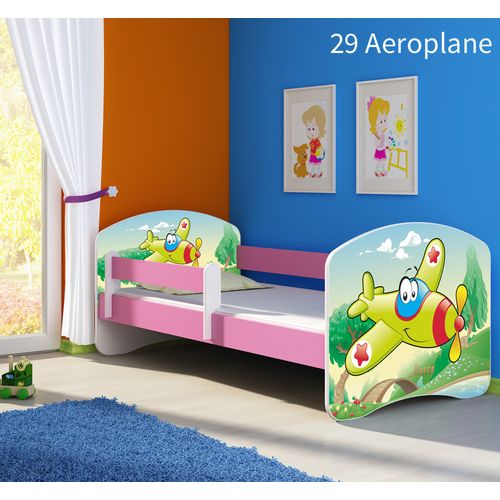 Dječji krevet ACMA s motivom, bočna roza 160x80 cm 29-aeroplane slika 1