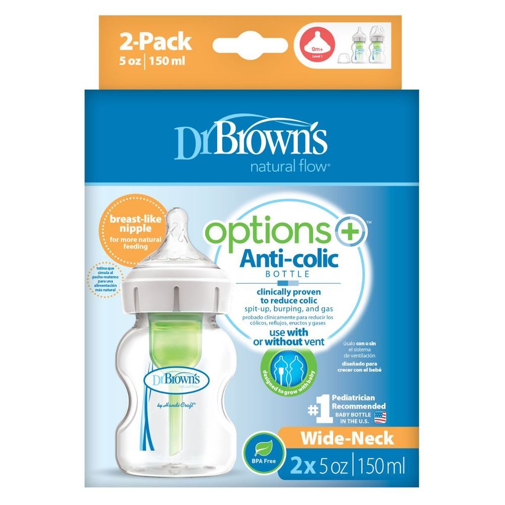 Dr Brown's Plastična flašica Options+ Wide Neck 150ml Wb52600, 2kom slika 1