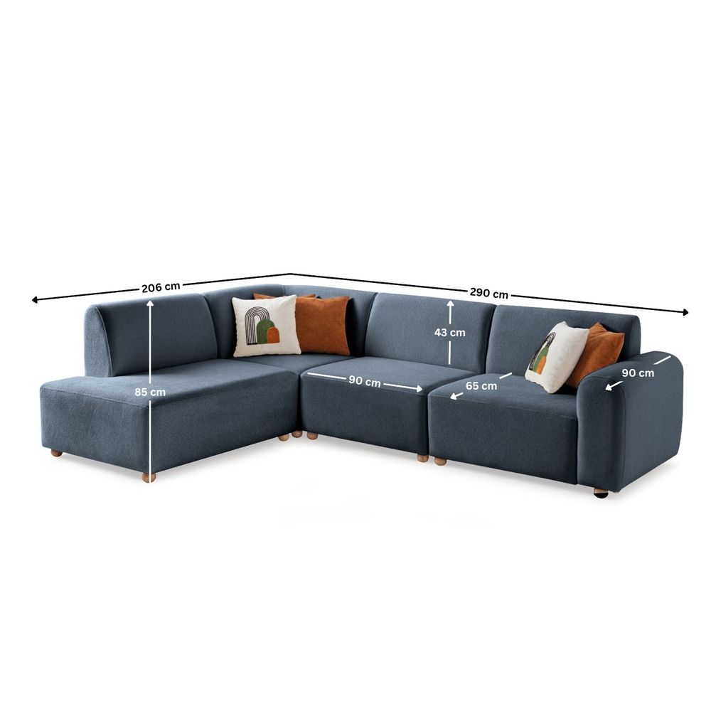 Ugaona Sofa S-Loft Left - Plava boja slika 13