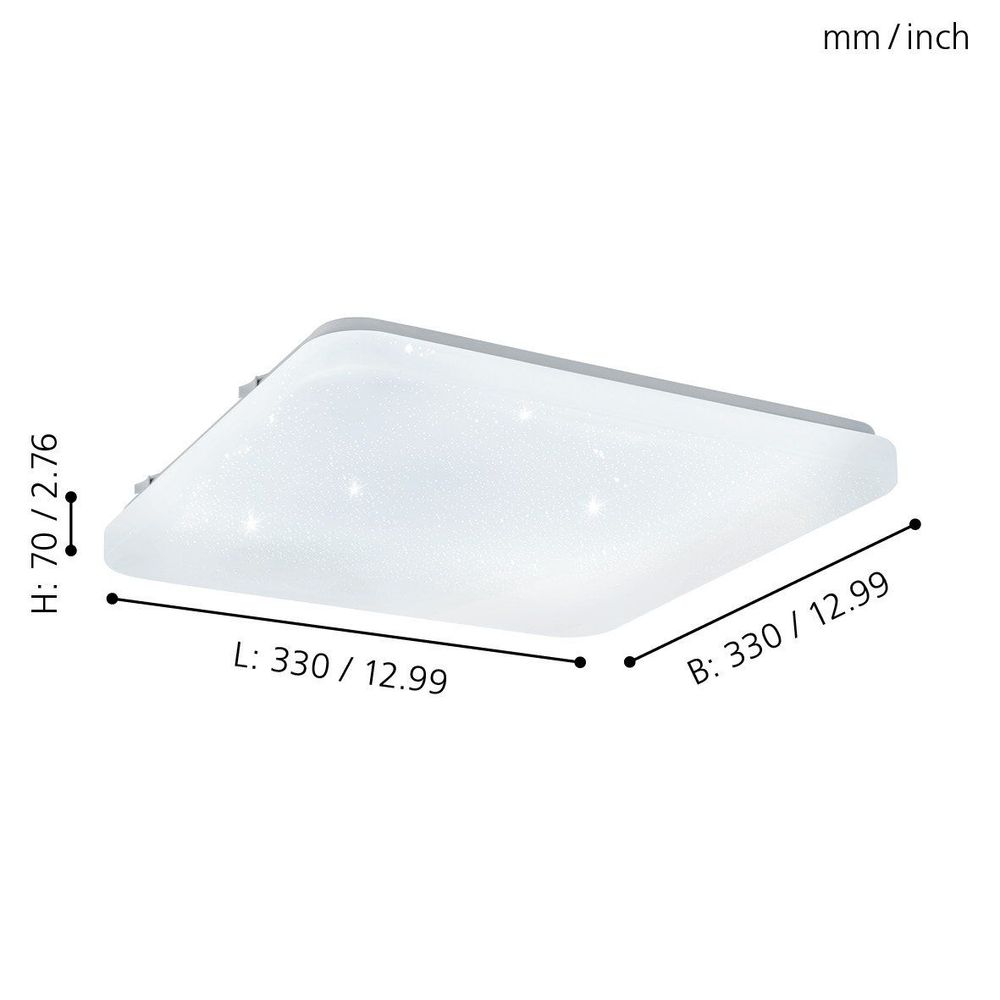 Eglo Frania-s Plafonjera sa LED Osvjetljenjem, 17,3W, 330x330mm, Bijela/Kristal slika 3