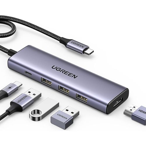 Ugreen 5-u-1 USB-C Hub (100 W PD, 4K@30Hz HDMI) slika 1