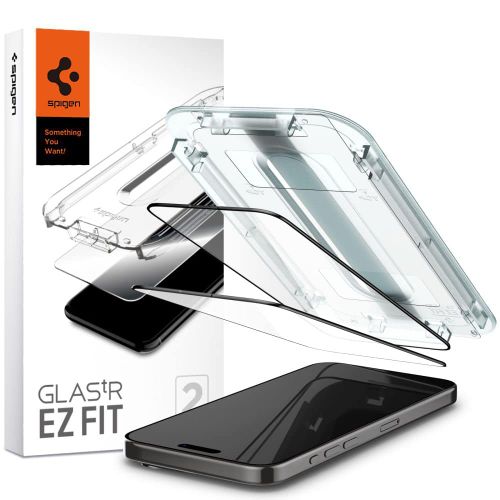 Spigen – Glas.tR EZ-FIT (2 kom) za iPhone 15 Pro Max – crna slika 1