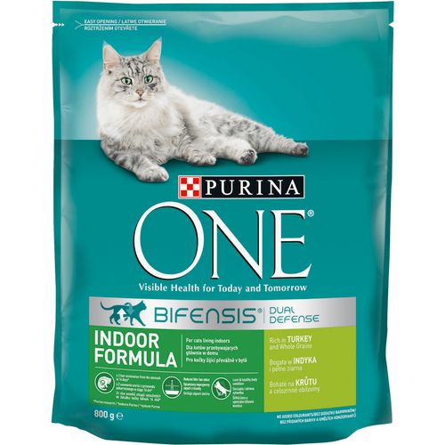 PURINA ONE INDOOR, potpuna suha hrana za mačke bogata puretinom i rižom, 800 g slika 1