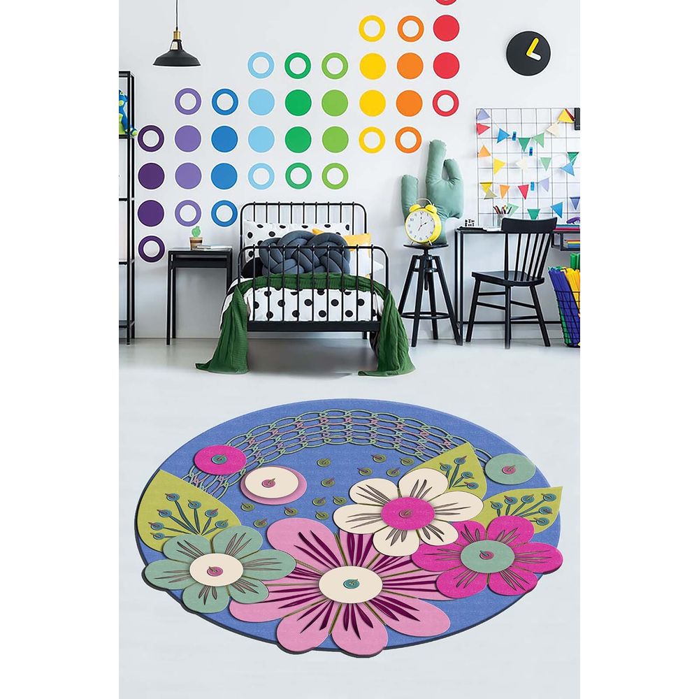 Tanki šareni okrugli tepih HMNT936 (60 x 60 cm) slika 1