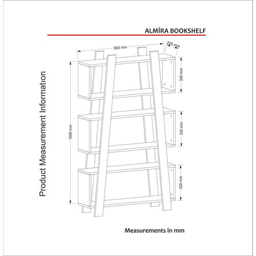 Woody Fashion Polica za knjige, Bijela boja, Almira - White slika 5