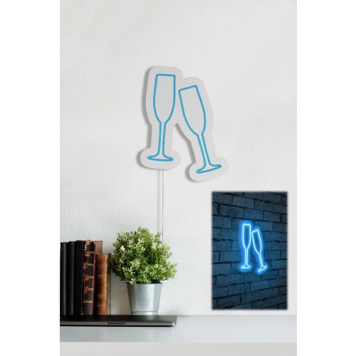 Wallity Ukrasna plastična LED rasvjeta, Champagne Glasses - Blue slika 13