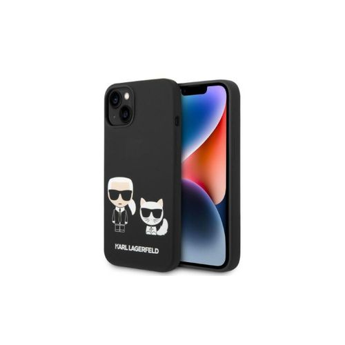 Karl Lagerfeld Futrola za iPhone 14 Black MagSafe Liquid Silicone Karl & Choupette slika 1