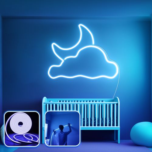 Opviq dekorativna zidna led svjetiljka, Good Night - Medium - Blue slika 2