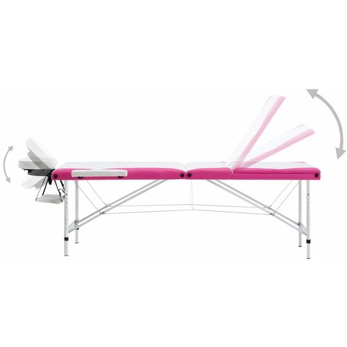 Sklopivi masažni stol s 3 zone aluminijski bijelo-ružičasti slika 4